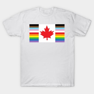 Canadian Pride flag design with maple leaf and pride rainbow T-Shirt